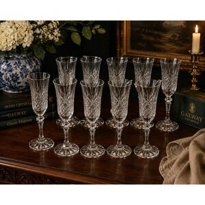 Galway Clifden Crystal Champagne Flutes Set of 10 Irish Cut Glass 8⅛"